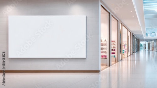 Future store design concept, Modern hallway with a blank wall, showcasing a clean and minimalistic design.