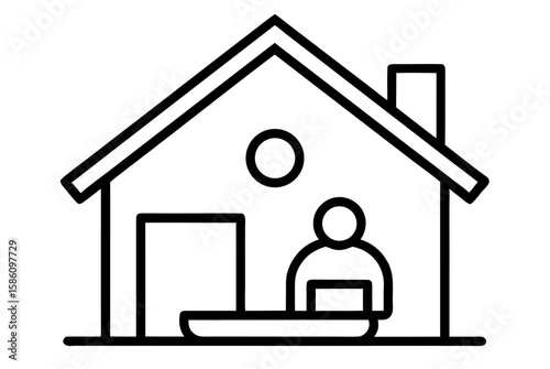 A vector illustration of a family house icon, symbolizing real estate, home, or property design