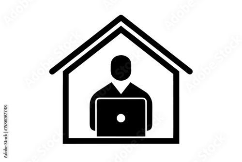 3D rendering of a family home icon, a real estate symbol for property and construction business
