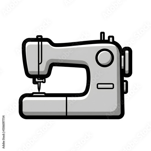 Gray Sewing Machine Icon Illustration isolated on a transparent background silver