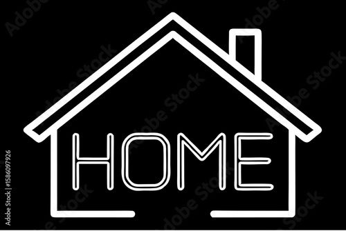 Black background home icon for web design