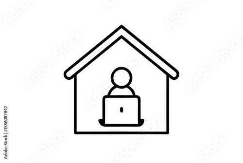 A family home icon with a man, symbolizing real estate and building design