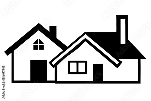 Vector house icon set featuring various architectural designs and property symbols for real estate and construction