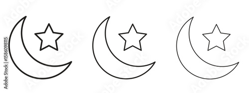 Moon and star icon. Premium quality symbol. Vector sign for mobile apps