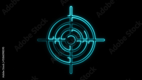 Neon target reticle isolated on black background