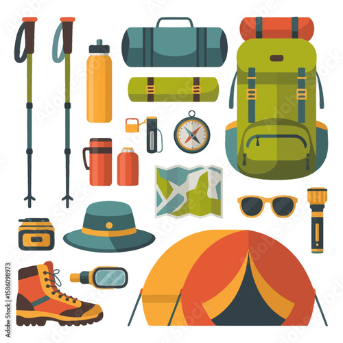 camping icons set