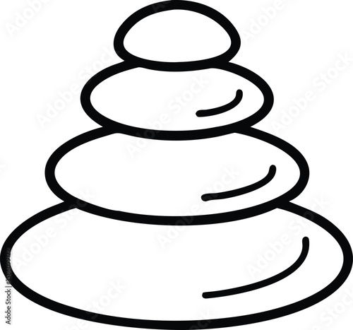 Simple zen stone balancing outline drawing illustration design