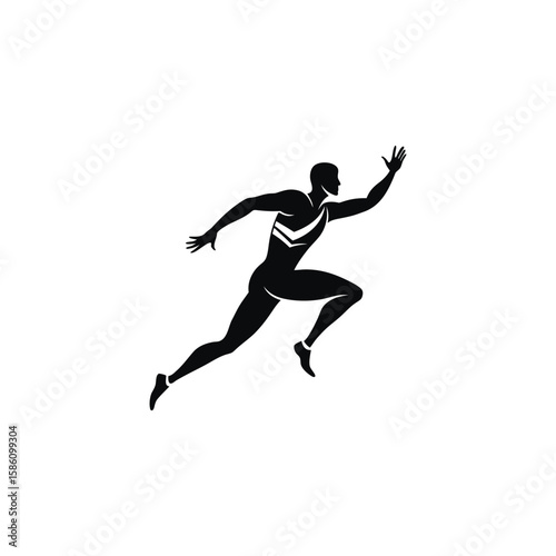 Stylized silhouette of a sprinter in motion isolated on a white background