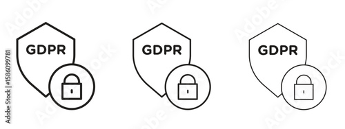 GDPR shield icon. Premium quality symbol. Vector sign for mobile apps