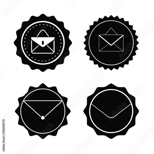 Envelope seal Editable Black Silhouette Vector Commercial Safe Design for Marketplace Use