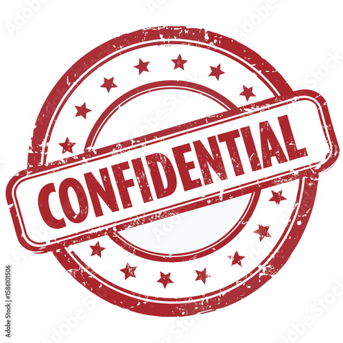 Confidential Stamp: Red Grunge Texture Seal for Security & Privacy
