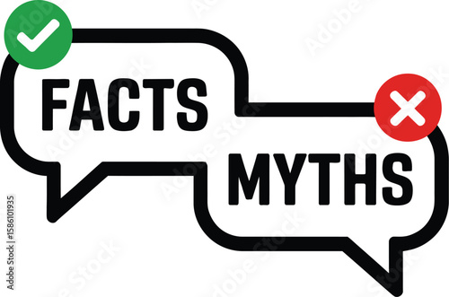 Facts vs Myths concept for true or false comparison.