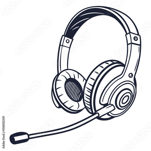 Support Headset  Vector Illustration AI Generated Fast Food Courier Graphic 