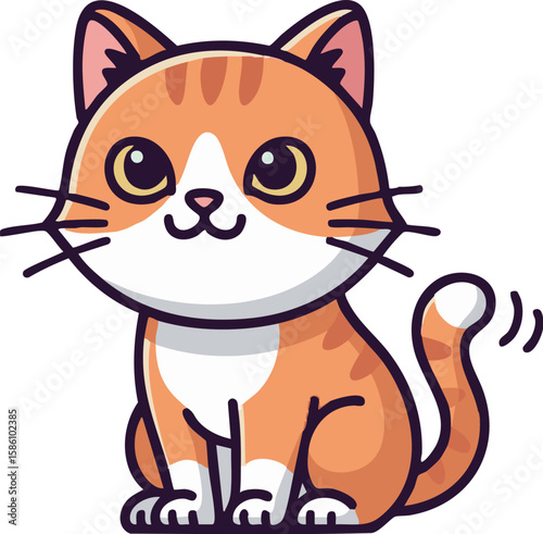 可愛い猫のマスコットキャラクター - フラットデザインアニメスタイル