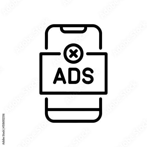 Ad block phone icon for removing mobile advertising.