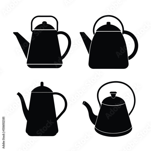 Kettle Clean Silhouette Set High Quality Flat Vectors for Graphic Design