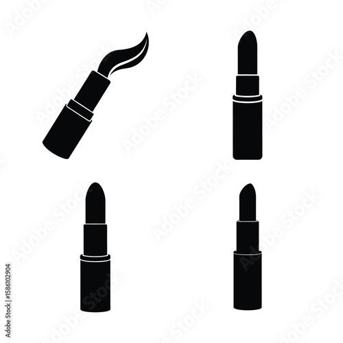 Lipstick Editable Black Silhouette Vector Commercial Safe Design for Marketplace Use