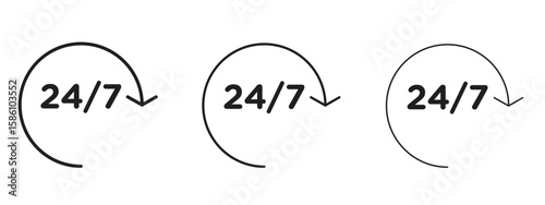 24 7 icon. Premium quality symbol. Vector sign for mobile apps