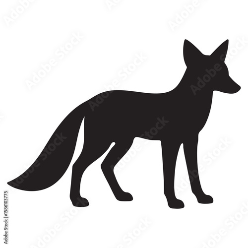 Fox silhouette standing alert with long bushy tail raised