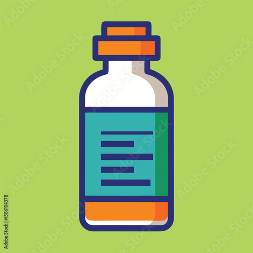 Vaccine Bottle Icon Medical Healthcare and Immunization Symbol Design