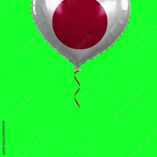 4K Japanese Flag Heart Balloon Animation on Green Screen - Love, Patriotism Japan Celebration