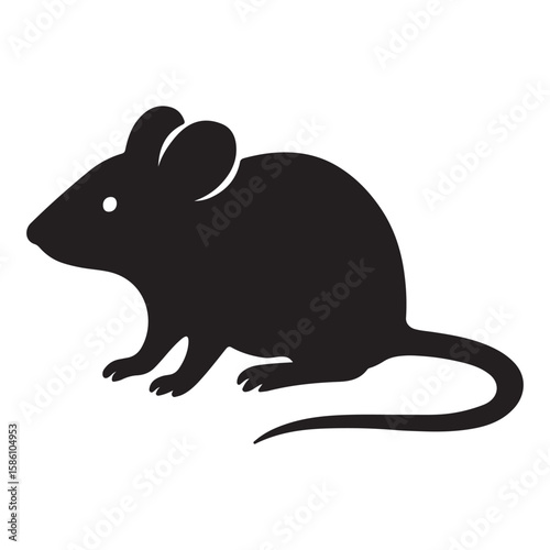 Cute mouse silhouette with large ears and long tail