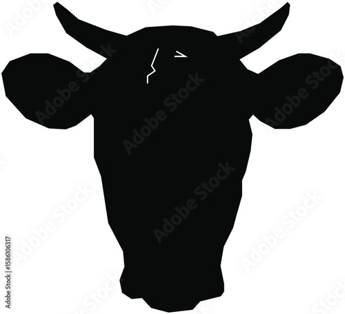 bull head vector, Cow head picture, Cow head black and white sketch 