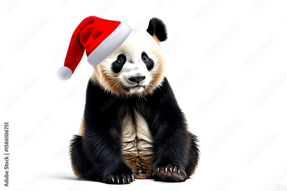 Naklejka premium christmas panda-celebrate a very merry festive holiday