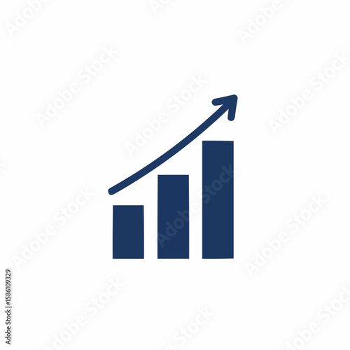 Simple graphic showing a bar graph with an upward trending arrow, representing growth.