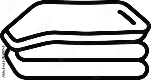 Stack of folded towels illustration in simple line art style