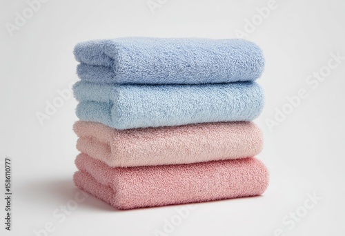 Stack of soft, pastel-colored towels