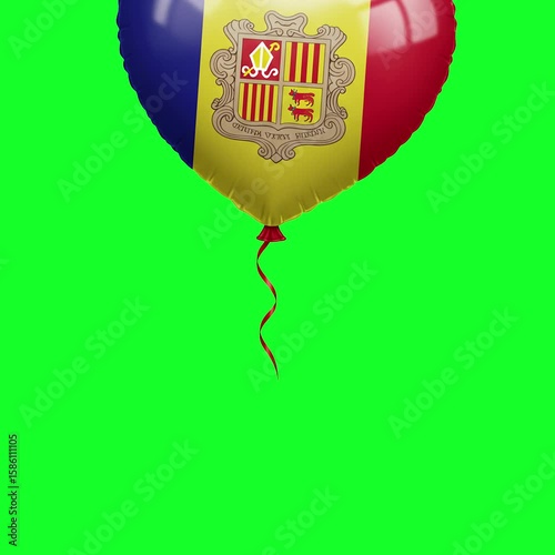 Andorra Flag Heart Balloon 4K Animation Green Screen

