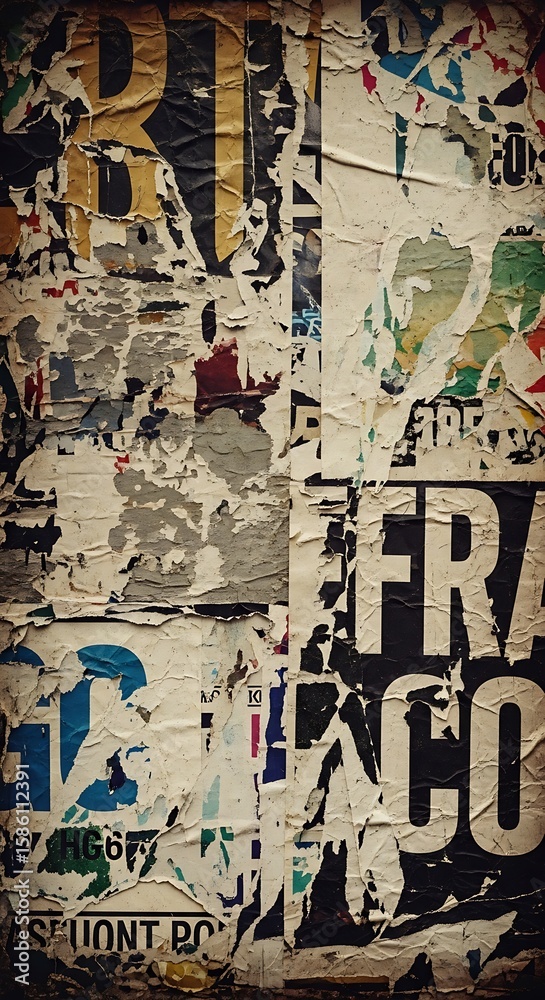 Fototapeta premium Texture of layered, torn posters.