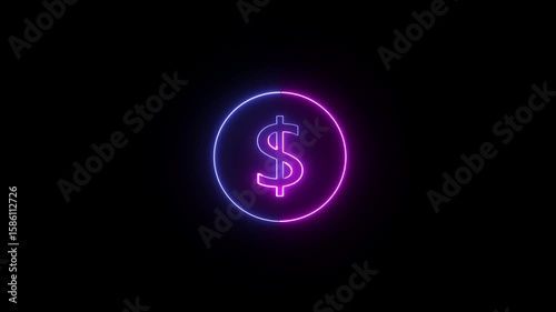 neon dollar sign, a common symbol representing money, finance, and wealth