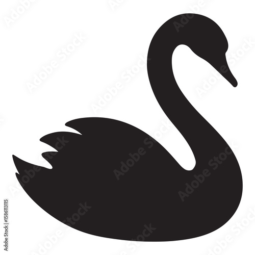 Graceful swan silhouette with arched neck and calm posture
