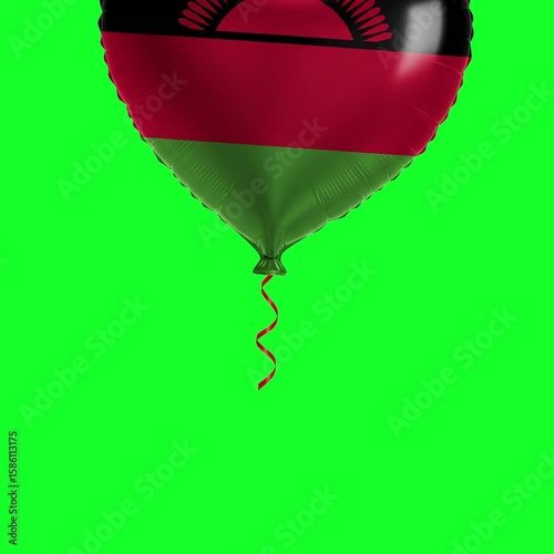 Malawi Flag Heart Balloon 4K Animation Green Screen
