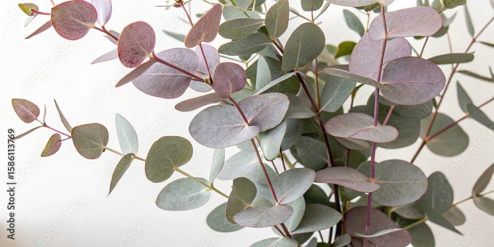 Silver dollar eucalyptus branches featuring round, silvery green leaves gently swaying in the breeze, evoking a serene and peaceful atmosphere characteristic of autumn Silver dollar eucalyptus branches featuring round, silvery green leaves gently swaying in the breeze, evoking a serene and peaceful atmosphere characteristic of autumn