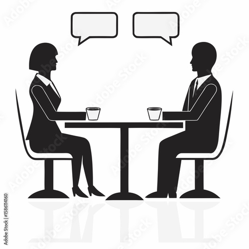 Business meeting conversation between two professionals