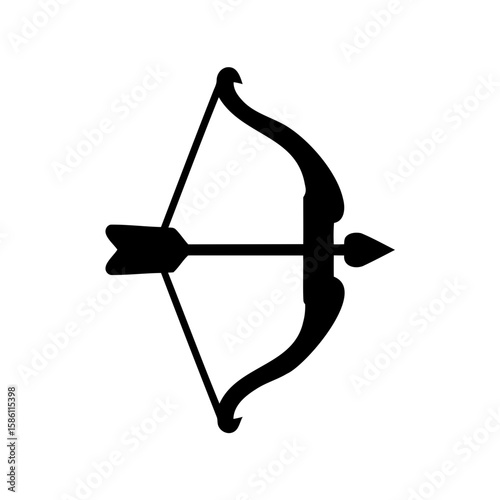 Bow and arrow icon vector, Archery silhouette vector