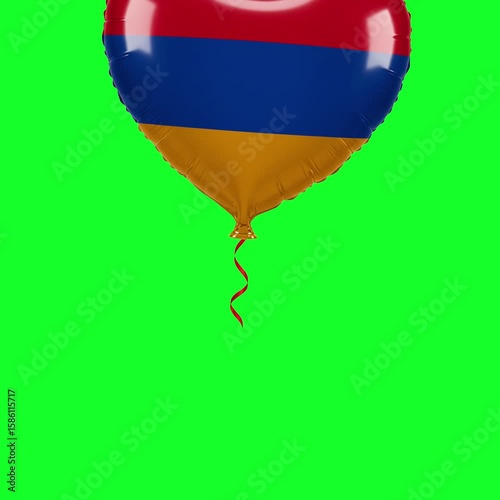 Armenia Flag Heart Balloon 4K Animation Green Screen
