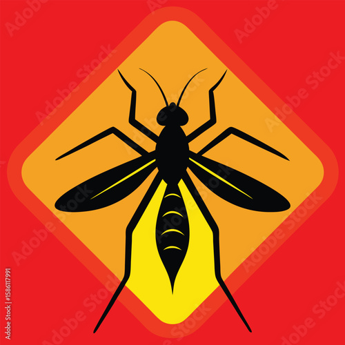 Mosquito Warning Sign Vector Illustration for Prevention and Awareness
