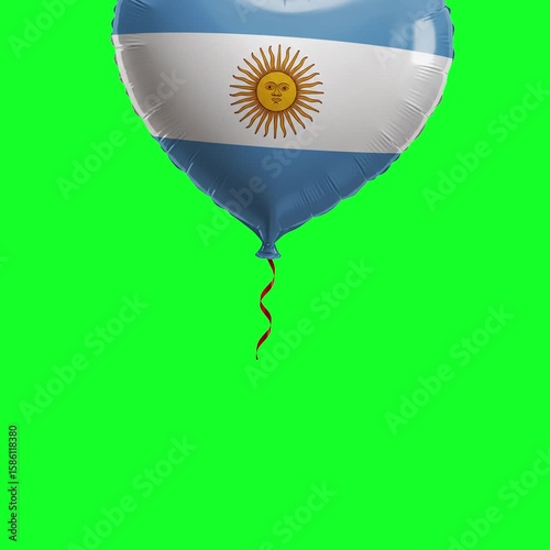 Argentina Flag Heart Balloon 4K Animation Green Screen
