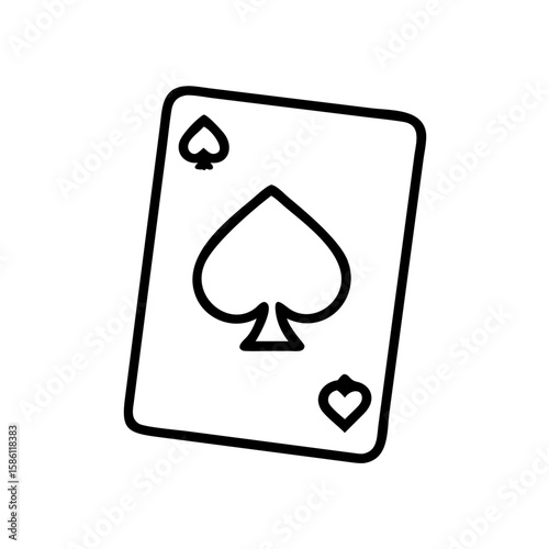 Ace of spades depicted in simple outline. Ace of spades shows card game element. This ace of spades is great for games and magic concepts.