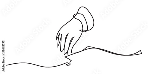 Continuous one line drawing of hands sowing seeds on broken ground, representing rebuilding and new hope, line art style vector illustration, Cropped hands planting sapling on soil, Sowing hand icon