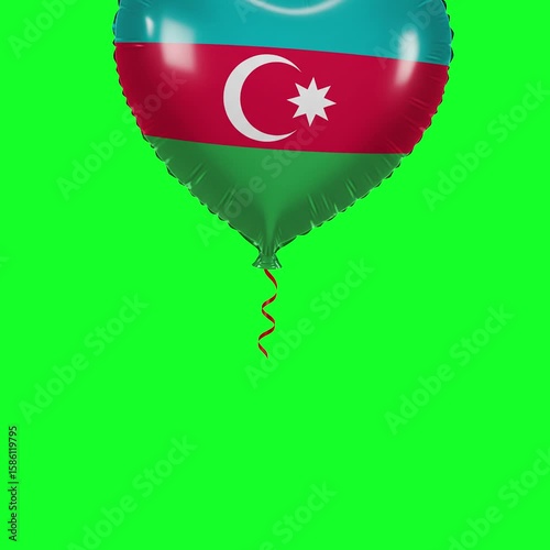 Azerbaijan Flag Heart Balloon 4K Animation Green Screen
