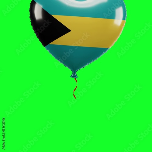 Bahamas Flag Heart Balloon 4K Animation Green Screen
