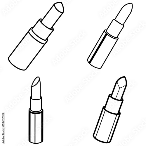 Lipstick Outline Vector - Black and White Coloring Page Icon