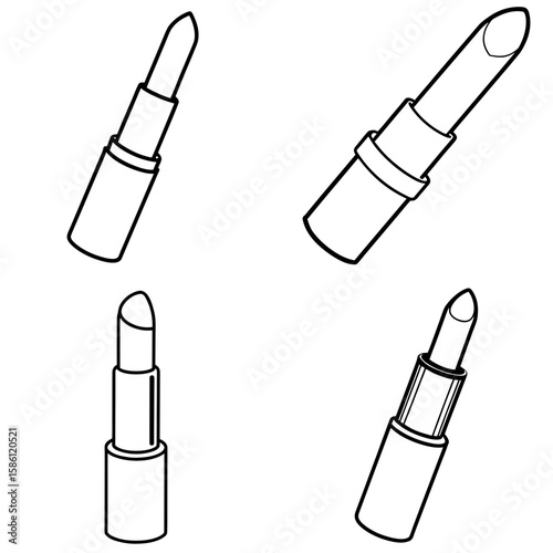 Lipstick Outline Vector - Black and White Coloring Page Icon