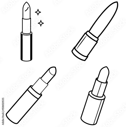 Lipstick Outline Vector - Black and White Coloring Page Icon