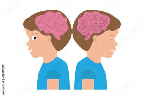 A child with bipolar disorder, mind that can be described as having a double face, split personality and mood disorder